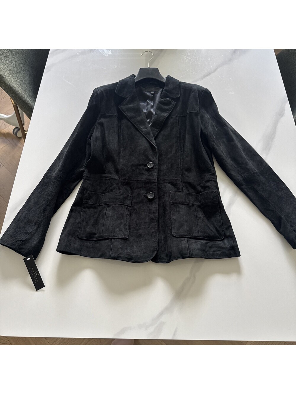 New With Tags - Ladies Vid Collection Black Leather Suede Blazer Style Jacket